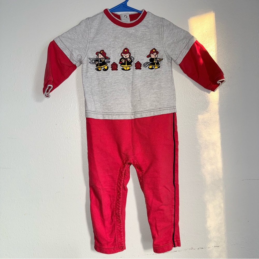Vtg class club one piece with fireman embroidered designs